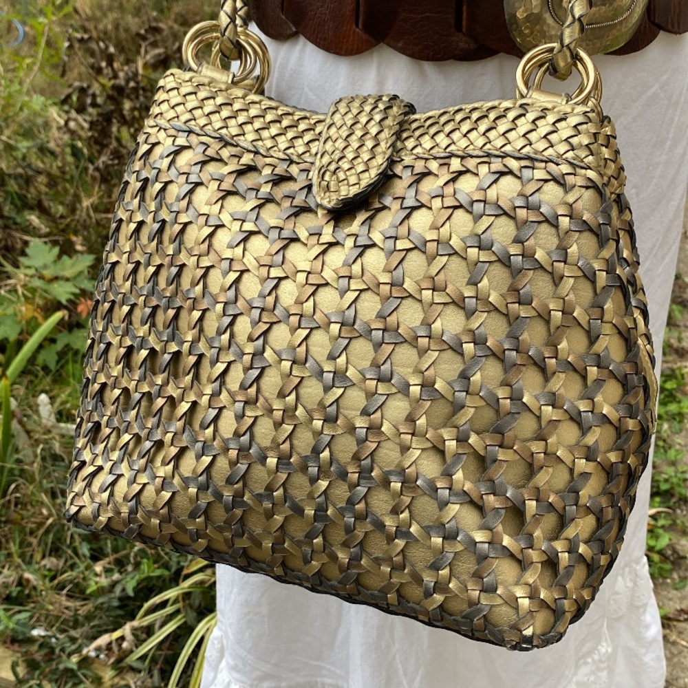 Vintage Gold and Silver Woven Shoulder Bag